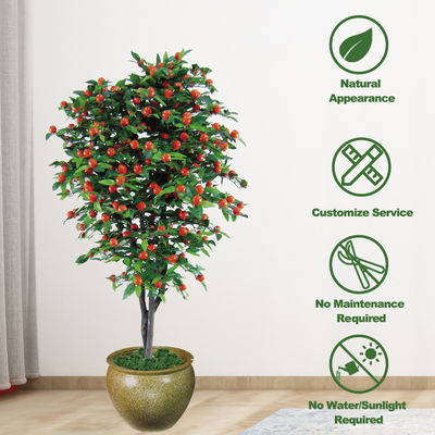 High Simulation Artificial Cherry Tree Red Fruits 160cm Custom Size Indoor Decor