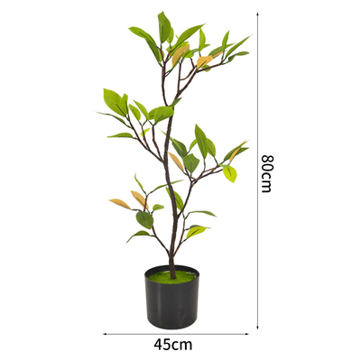 80cm Artificial Landscape Trees With Black Pot Preserved Moss Consise Style Green Yellow Leaves
