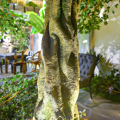 Living Room Artificial Banyan Tree No Sunlight S Shape Trunk Wide Leaf Cover Plant