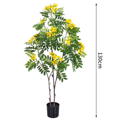 Artificial cassia flowering tree yellow home deco hotel office potted tree