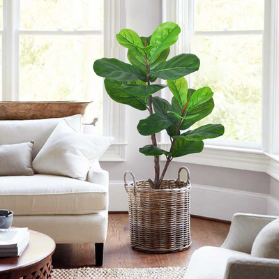 Bathroom Decorative Artificial Potted Floor Plants Fiddle Leaf Fig