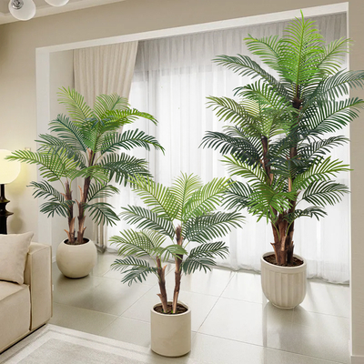 Artificial Palm Tree 6FT, Fake Tree with Realistic Fiber Trunks , Faux Tropical Areca Floor Plant in Pot, Artificial Silk Plant for Home Decor Office Decor Indoor