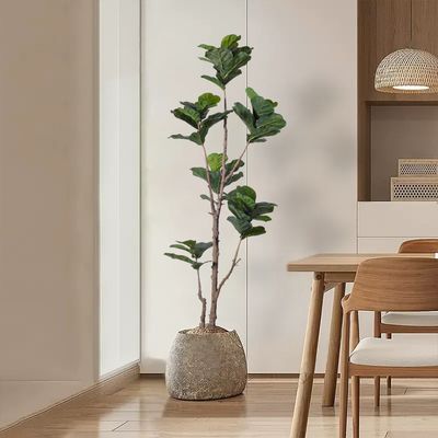 Faux Indoor Plants 160cm 185cm Faux Fiddle Leaf Fig Plant​ Fake Tree Indoor House Potted Plant For Home Office Decoration