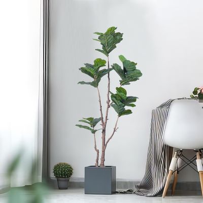 Faux Indoor Plants 160cm 185cm Faux Fiddle Leaf Fig Plant​ Fake Tree Indoor House Potted Plant For Home Office Decoration