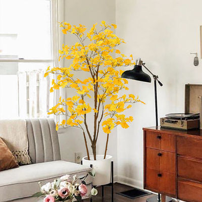 ODM Golden Color Artificial Ginkgo Tree For Exhibition Yellow Leaf