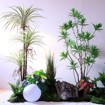 No Caring Artificial Landscape Trees With Lily Bamboo Monstera Small Plants Evergreen