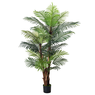 Artificial Palm Tree 6FT, Fake Tree with Realistic Fiber Trunks , Faux Tropical Areca Floor Plant in Pot, Artificial Silk Plant for Home Decor Office Decor Indoor