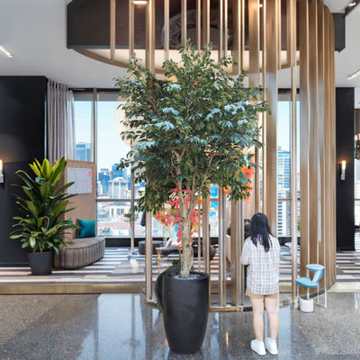 نبات الحرير الزائف الداخلي / الخارجي 2.8m 9.3ft Ficus شجرة اصطناعية للمنزل والمكتب وغرفة المعيشة ، وديكور الحديقة