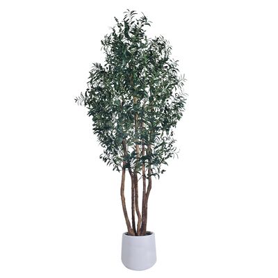 Realistic Artificial Olive Tree with Natural Trunk - 5FT 6FT 7FT, UV Resistant for Luxury Home & Hotel Lobby Decor