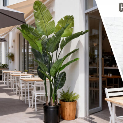 أوراق اللمس الحقيقية عالية الجودة النبات الاصطناعي ستريليتزيا نيكولاي مقاومة للحريق طائر الجنة المزيف للداخل والخارج